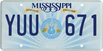 MS license plate YUU671