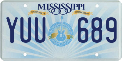 MS license plate YUU689