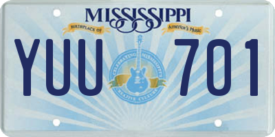 MS license plate YUU701