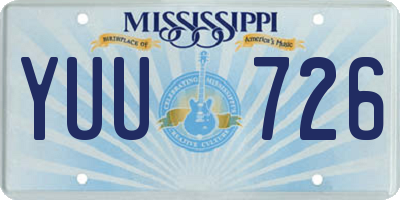 MS license plate YUU726