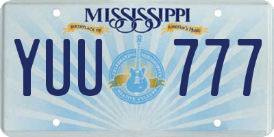 MS license plate YUU777
