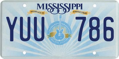 MS license plate YUU786