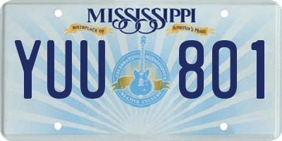 MS license plate YUU801