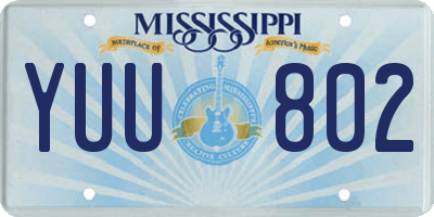 MS license plate YUU802