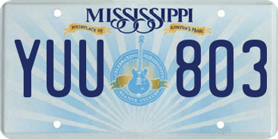 MS license plate YUU803