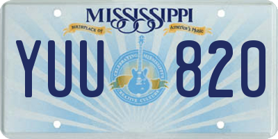 MS license plate YUU820