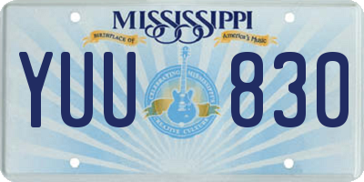 MS license plate YUU830