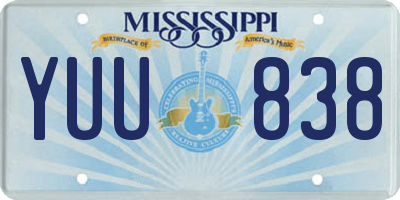 MS license plate YUU838