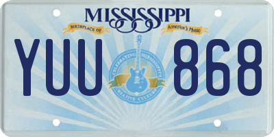MS license plate YUU868