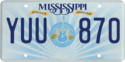 MS license plate YUU870