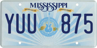 MS license plate YUU875