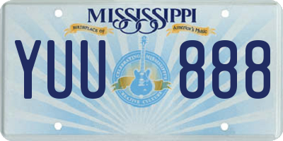 MS license plate YUU888