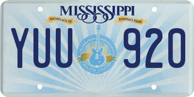 MS license plate YUU920