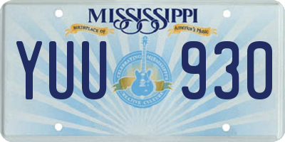 MS license plate YUU930