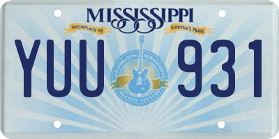 MS license plate YUU931