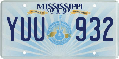 MS license plate YUU932