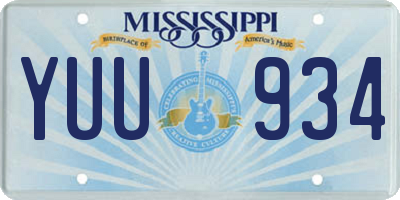 MS license plate YUU934