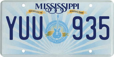 MS license plate YUU935