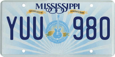 MS license plate YUU980