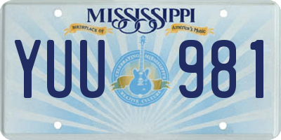 MS license plate YUU981