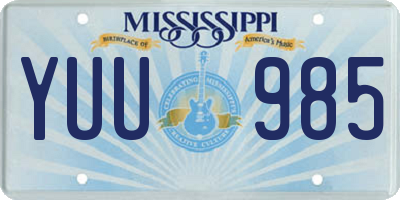 MS license plate YUU985