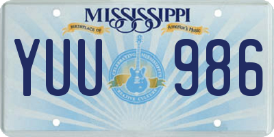 MS license plate YUU986