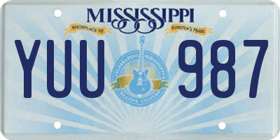 MS license plate YUU987