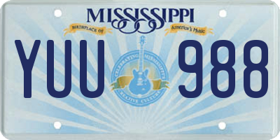 MS license plate YUU988