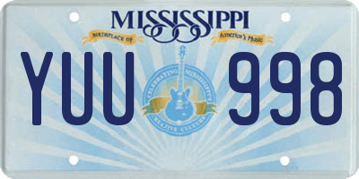 MS license plate YUU998
