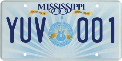 MS license plate YUV001