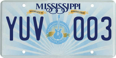 MS license plate YUV003