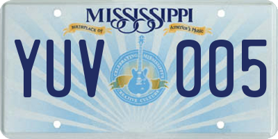 MS license plate YUV005