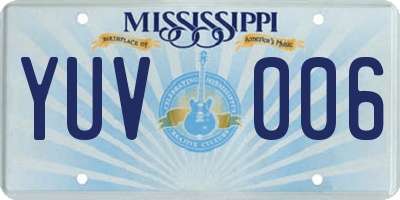 MS license plate YUV006