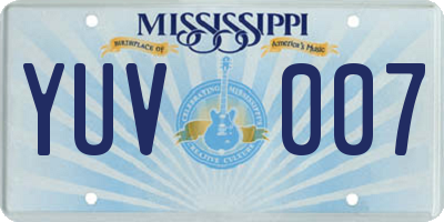 MS license plate YUV007