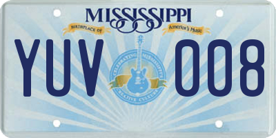 MS license plate YUV008