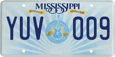 MS license plate YUV009
