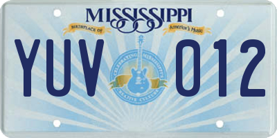 MS license plate YUV012