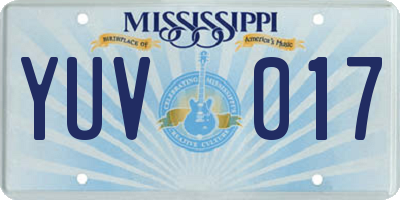 MS license plate YUV017