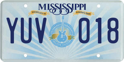 MS license plate YUV018