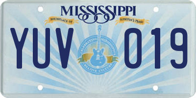 MS license plate YUV019