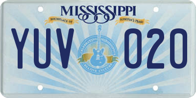 MS license plate YUV020