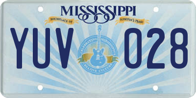 MS license plate YUV028