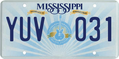 MS license plate YUV031