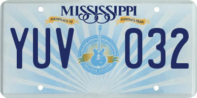 MS license plate YUV032