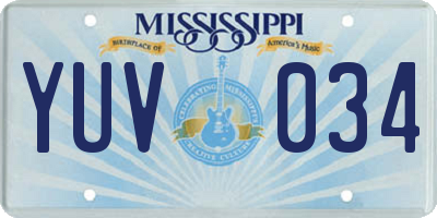 MS license plate YUV034