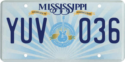 MS license plate YUV036