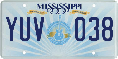 MS license plate YUV038