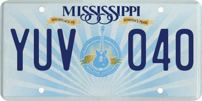 MS license plate YUV040