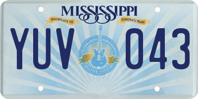 MS license plate YUV043