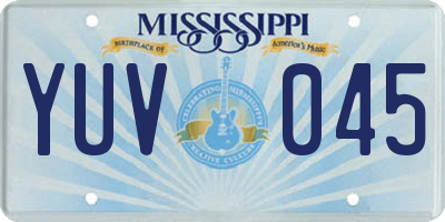 MS license plate YUV045